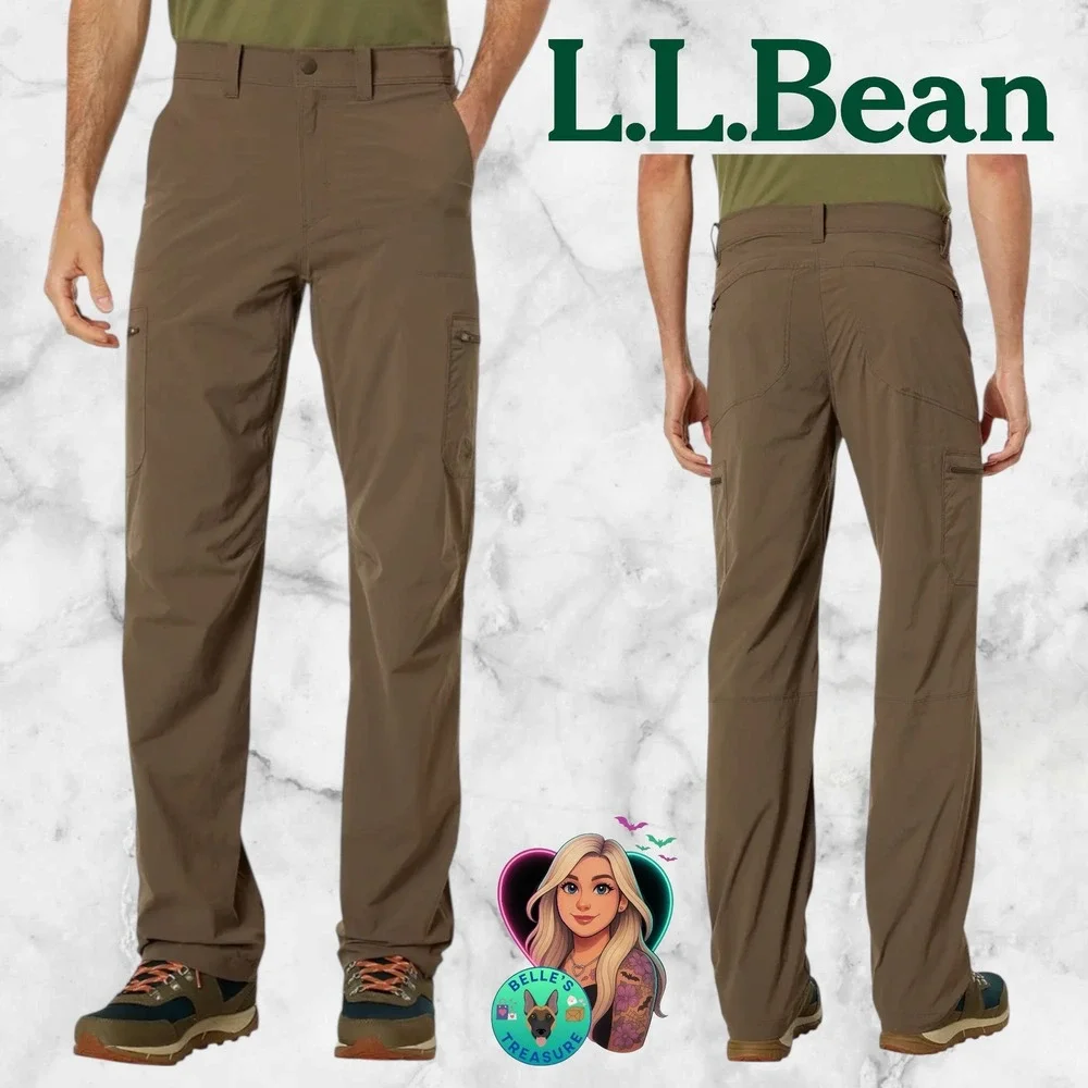 L.L.Bean Cresta Hiking Pants Mens 38x29 Stretch Dark Cinder Tan Utility UPF 50+